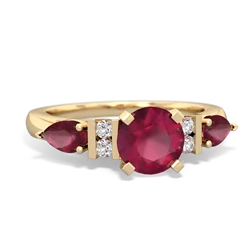 Ruby 6Mm Round Eternal Embrace Engagement 14K Yellow Gold ring R2005