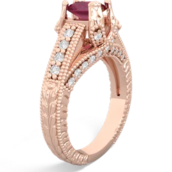Ruby Antique Style Milgrain Diamond 14K Rose Gold ring R2028