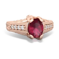 Thumbnail for Ruby Antique Style 14K Rose Gold ring R2028 - top view
