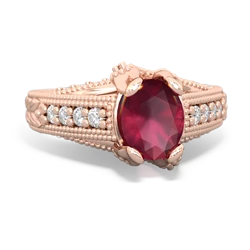 Ruby Antique Style Milgrain Diamond 14K Rose Gold ring R2028