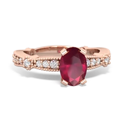 Ruby Sparkling Tiara 7X5mm Oval 14K Rose Gold ring R26297VL
