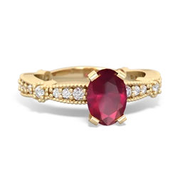 Ruby Milgrain Antique Style 14K Yellow Gold ring R26297VL