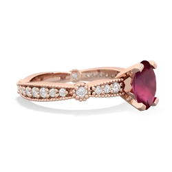 Ruby Sparkling Tiara 8X6 Oval 14K Rose Gold ring R26298VL