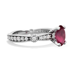 Ruby Sparkling Tiara 8X6 Oval 14K White Gold ring R26298VL
