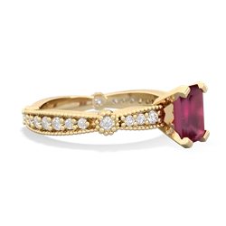 Ruby Sparkling Tiara 7X5mm Emerald-Cut 14K Yellow Gold ring R26297EM