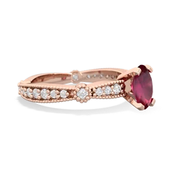 Ruby Sparkling Tiara 7X5mm Oval 14K Rose Gold ring R26297VL