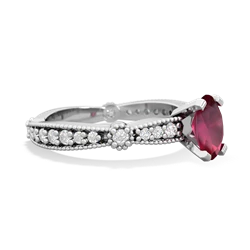 Ruby Sparkling Tiara 7X5mm Oval 14K White Gold ring R26297VL