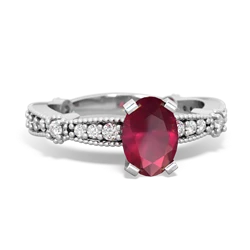 Ruby Sparkling Tiara 7X5mm Oval 14K White Gold ring R26297VL