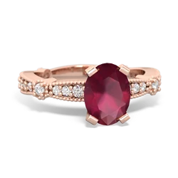 Ruby Sparkling Tiara 8X6 Oval 14K Rose Gold ring R26298VL