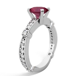 Ruby Sparkling Tiara 8X6 Oval 14K White Gold ring R26298VL