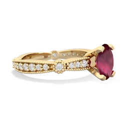 Ruby Sparkling Tiara 8X6 Oval 14K Yellow Gold ring R26298VL