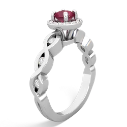Ruby Infinity Halo Engagement 14K White Gold ring R26315RH