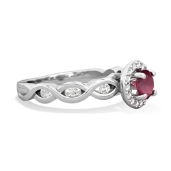 Ruby Infinity Halo Engagement 14K White Gold ring R26315RH