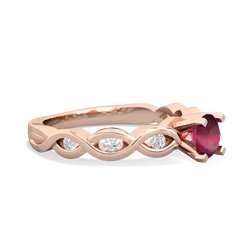 Ruby Infinity 5Mm Round Engagement 14K Rose Gold ring R26315RD