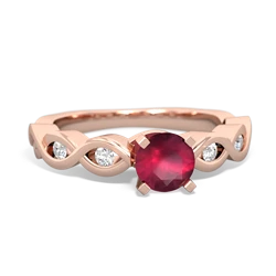 Ruby Infinity 5Mm Round Engagement 14K Rose Gold ring R26315RD