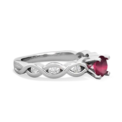 Ruby Infinity 5Mm Round Engagement 14K White Gold ring R26315RD