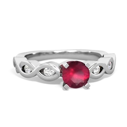 Ruby Infinity 5Mm Round Engagement 14K White Gold ring R26315RD