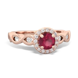 Ruby Infinity Halo Engagement 14K Rose Gold ring R26315RH