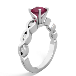 Ruby Infinity 6Mm Round Engagement 14K White Gold ring R26316RD