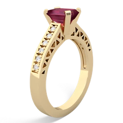 Ruby Art Deco Engagement 7X5mm Emerald-Cut 14K Yellow Gold ring R26357EM