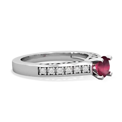 Ruby Art Deco Engagement 5Mm Round 14K White Gold ring R26355RD