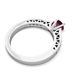 Ruby Art Deco Engagement 5Mm Round 14K White Gold ring R26355RD