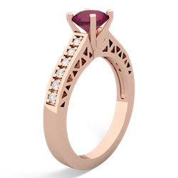 Ruby Art Deco Engagement 6Mm Round 14K Rose Gold ring R26356RD