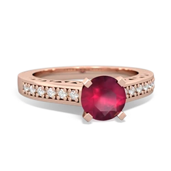 Ruby Art Deco Engagement 6Mm Round 14K Rose Gold ring R26356RD