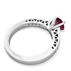 Ruby Art Deco Engagement 6Mm Round 14K White Gold ring R26356RD