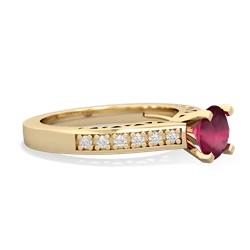 Ruby Art Deco Engagement 6Mm Round 14K Yellow Gold ring R26356RD