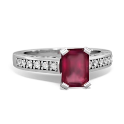 Ruby Art Deco Engagement 7X5mm Emerald-Cut 14K White Gold ring R26357EM