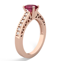 Ruby Art Deco Engagement 7X5mm Oval 14K Rose Gold ring R26357VL