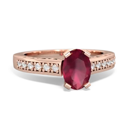 Ruby Art Deco Engagement 7X5mm Oval 14K Rose Gold ring R26357VL