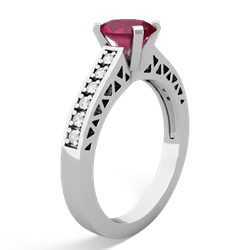 Ruby Art Deco Engagement 7X5mm Oval 14K White Gold ring R26357VL