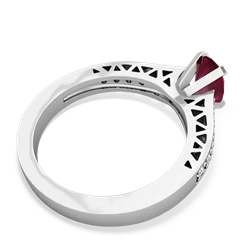 Ruby Art Deco Engagement 7X5mm Oval 14K White Gold ring R26357VL