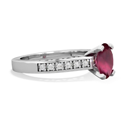 Ruby Art Deco Engagement 8X6mm Oval 14K White Gold ring R26358VL