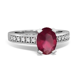 Ruby Art Deco Engagement 8X6mm Oval 14K White Gold ring R26358VL