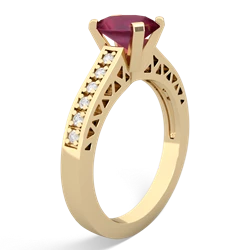 Ruby Art Deco Engagement 8X6mm Oval 14K Yellow Gold ring R26358VL