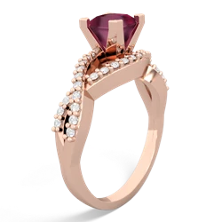 Ruby Diamond Twist 5Mm Square Engagment  14K Rose Gold ring R26405SQ