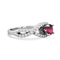 Ruby Diamond Twist 5Mm Round Engagment  14K White Gold ring R26405RD