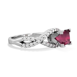 Ruby Diamond Twist 5Mm Square Engagment  14K White Gold ring R26405SQ