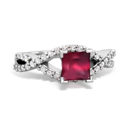 Ruby Diamond Twist 5Mm Square Engagment  14K White Gold ring R26405SQ