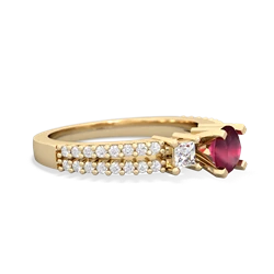 Ruby Classic 5Mm Round Engagement 14K Yellow Gold ring R26435RD