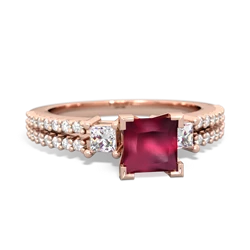 Ruby Classic 5Mm Square Engagement 14K Rose Gold ring R26435SQ