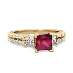 Ruby Classic 5Mm Square Engagement 14K Yellow Gold ring R26435SQ