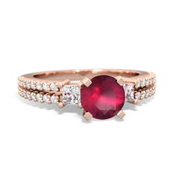 Ruby Classic 6Mm Round Engagement 14K Rose Gold ring R26436RD