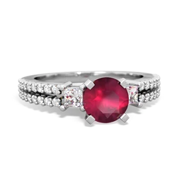 Ruby Classic 6Mm Round Engagement 14K White Gold ring R26436RD