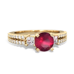 Ruby Classic 6Mm Round Engagement 14K Yellow Gold ring R26436RD