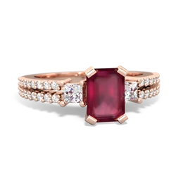 Ruby Classic 7X5mm Emerald-Cut Engagement 14K Rose Gold ring R26437EM