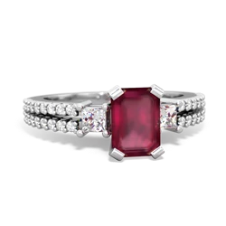 Ruby Classic 7X5mm Emerald-Cut Engagement 14K White Gold ring R26437EM